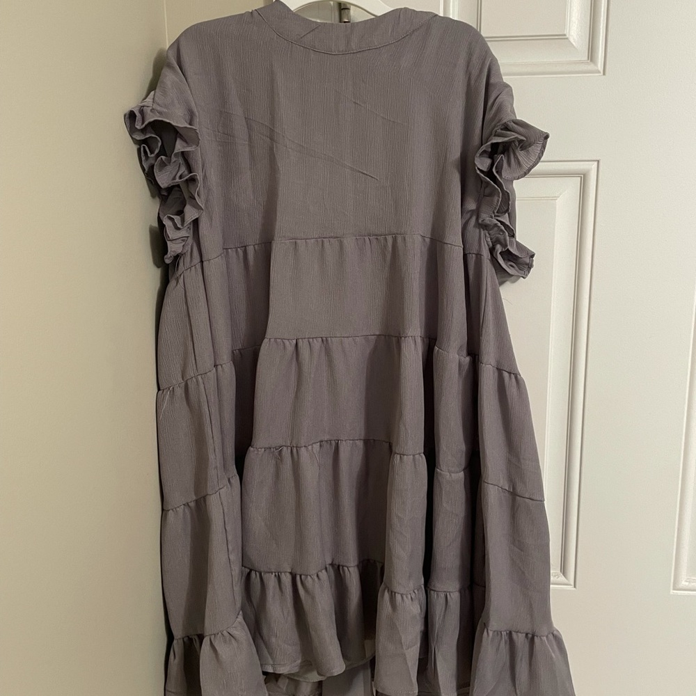 Purple Ruffle Sleeve Dress